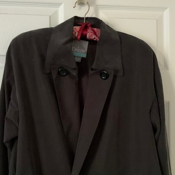 Vtg Drizzle Womens Trench Coat Dark Gray double breasted Faux Suede Made In USA - Picture 3 of 9